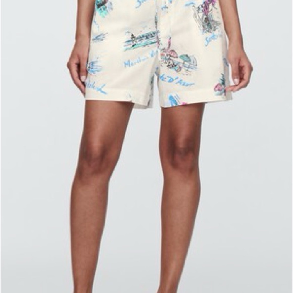 GAP Women's White Floral cotton linen Shorts